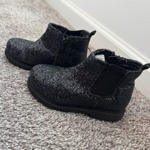 Girls Glitter Chelsea Boots - Black
